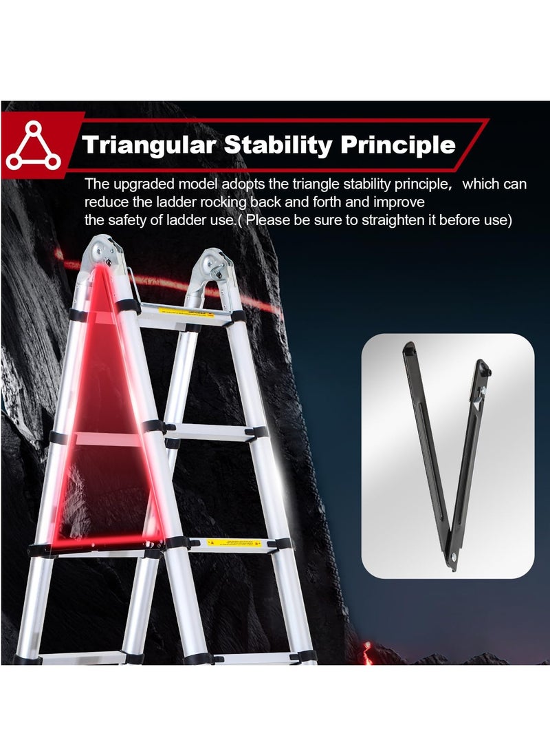Aluminum folding telescopic ladder, 3.8m extendable ladder, non-slip aluminum ladder, stair ladder, multifunction ladder, extendable telescopic ladder with 150kg load capacity. - Image 3