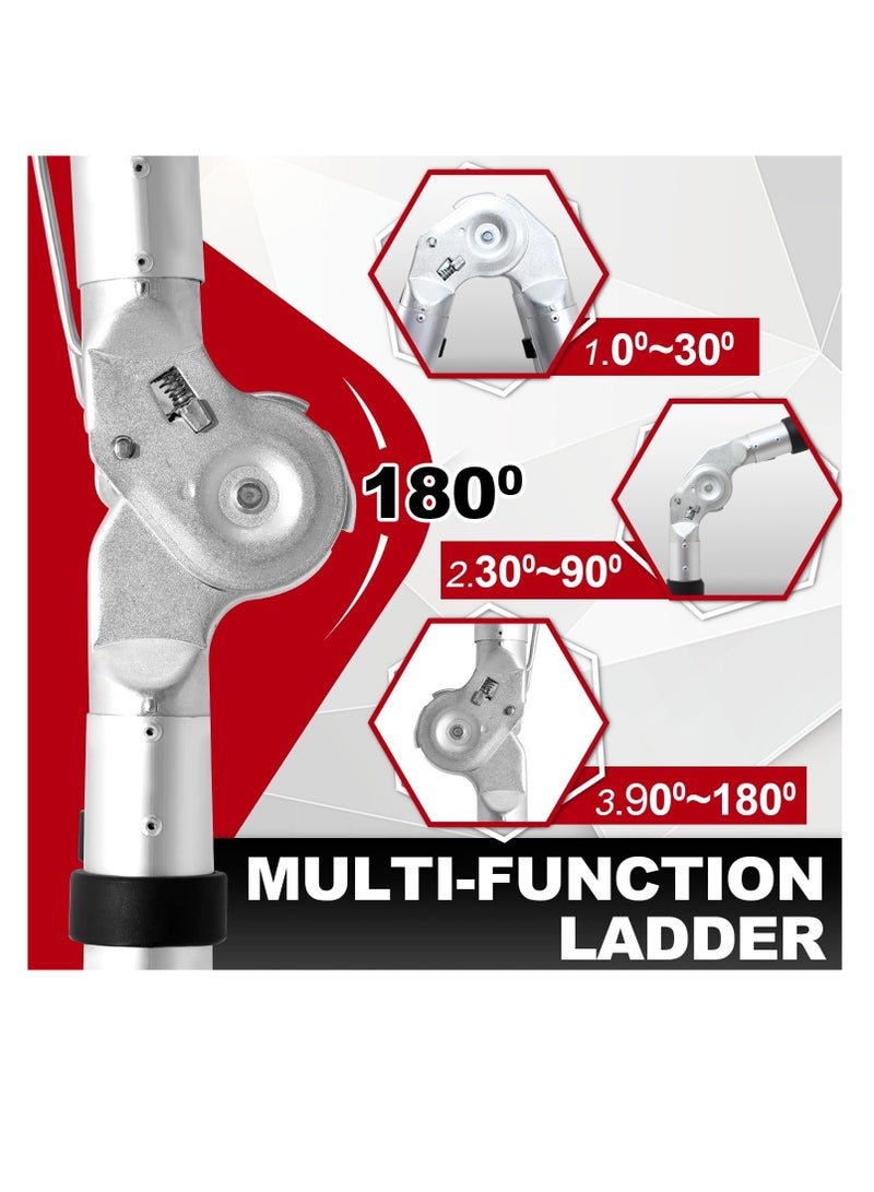 Aluminum folding telescopic ladder, 3.8m extendable ladder, non-slip aluminum ladder, stair ladder, multifunction ladder, extendable telescopic ladder with 150kg load capacity. - Image 5