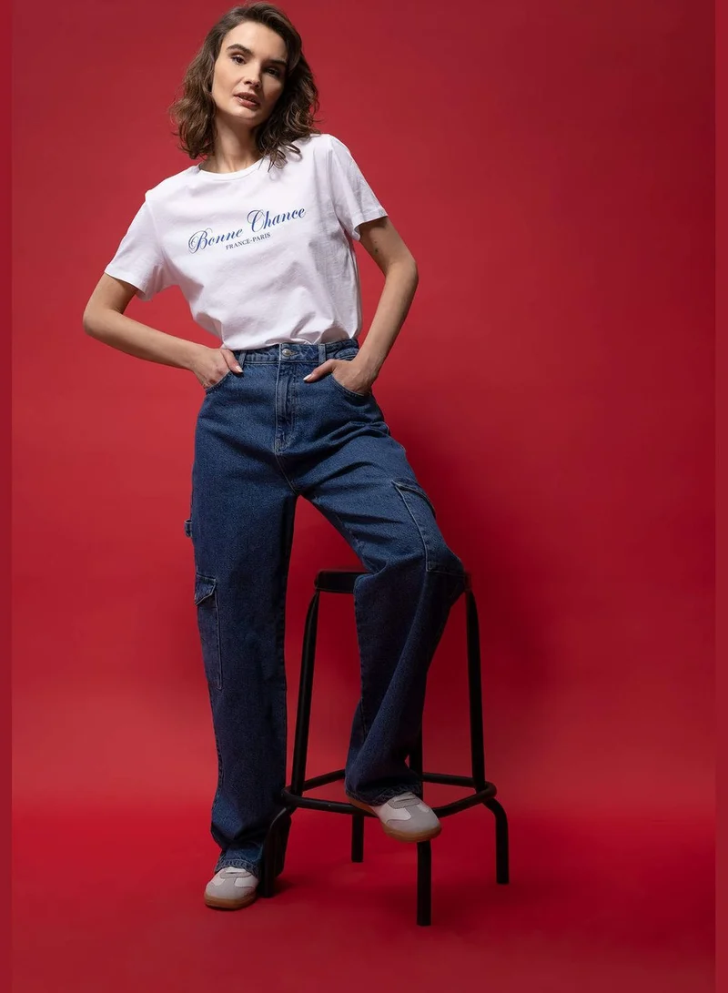 DeFacto Woman Crew Neck Knitted Short Sleeve T-Shirt