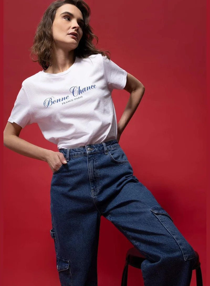 DeFacto Woman Crew Neck Knitted Short Sleeve T-Shirt