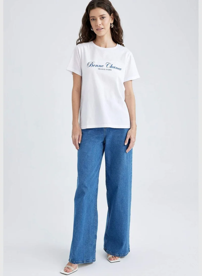 DeFacto Woman Crew Neck Knitted Short Sleeve T-Shirt