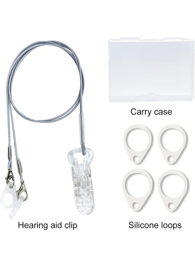 Tingoton - Tingoton BTE Hearing Aid Clips Otoclip for Adults and Kids with 7mm 9mm 11mm Silicone Loops for BTE Hearing aids and Anti Lost Lanyard Cord and Carry case (Gray) - Image 1