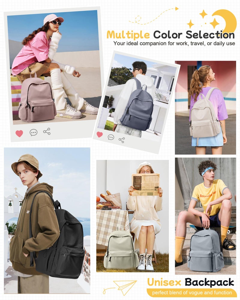 BJLFS Black School Backpack for Girls Women, Waterproof High School Book Bag Cute Backpack for Men Teens Boys, Small Lightweight Simple Basic Middle School Back Pack Daypack Mochilas Escolares para - Image 2