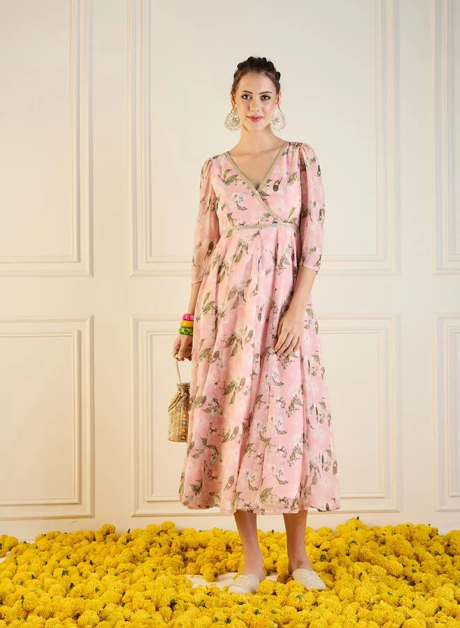 SASSAFRAS Floral Print Dress