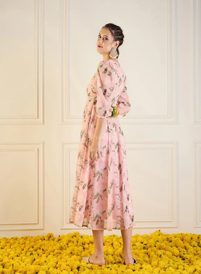 SASSAFRAS Floral Print Dress