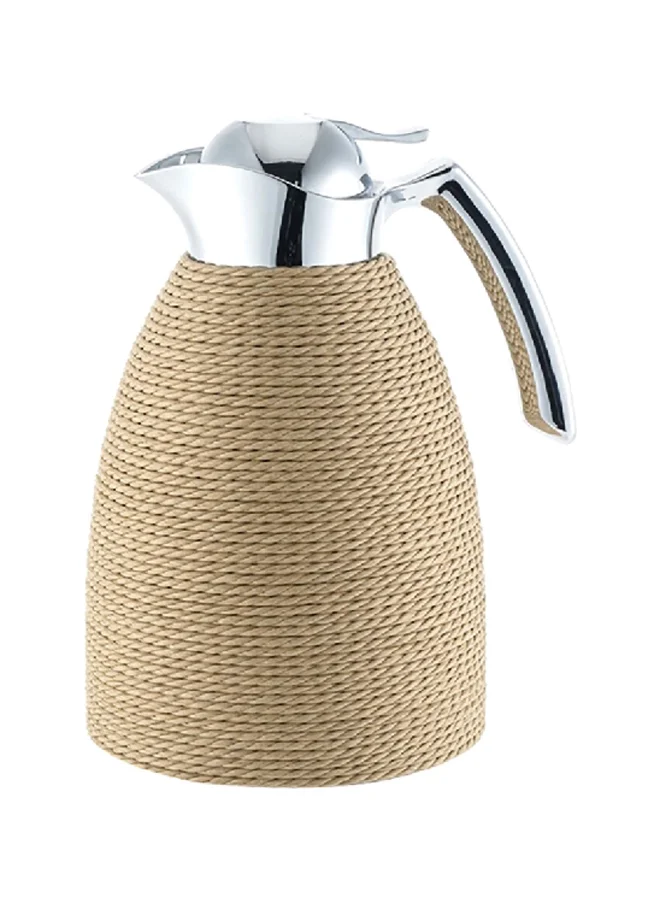 Bien Servi Steel Vacuum Flask with Rope Beige and Silver 1 Liter V-M80510-BT-R-B