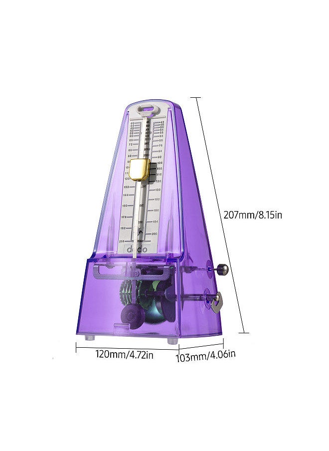 Transparent Mechanical Metronome with Bell Universal Wind up Metronome with Loud Sound Beat Selection Speed Control for Guitar Piano Violin Drum
