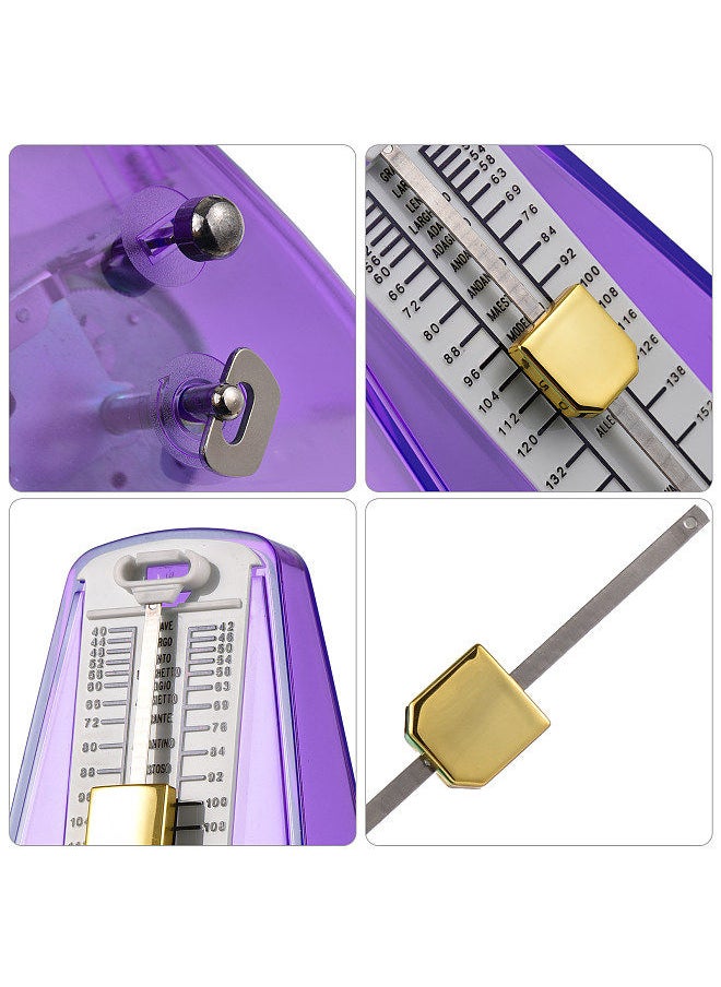 Transparent Mechanical Metronome with Bell Universal Wind up Metronome with Loud Sound Beat Selection Speed Control for Guitar Piano Violin Drum