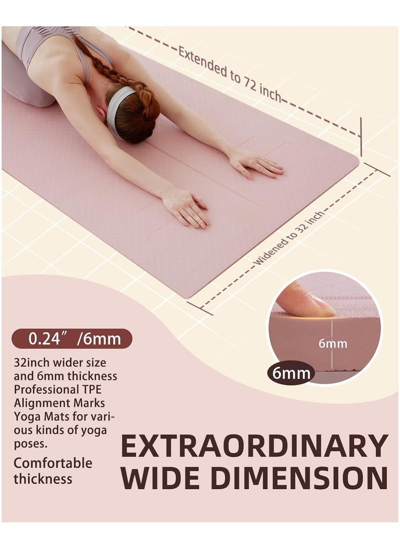 Generic Thick Yoga Mat for Home Workout – 183x61x0.6cm Non-Slip Exercise Fitness Yoga Mat, Eco-Friendly TPE Material, Durable Home Workout Mat with Strap & Carrying Bag, Anti-Slip, Cushioned Mat for Pilates, Yoga, and Stretching, Fitness Equipment for Home Gym  - Image 2