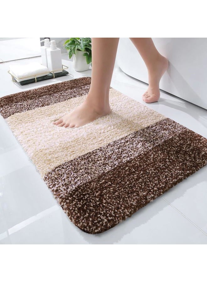 Olanly Luxury Bathroom Rug Mat, Extra Soft and Absorbent Microfiber Bath Rugs, Non-Slip Plush Shaggy Bath Carpet, Machine Wash Dry, Bath Mats for Bathroom Floor, Tub and Shower 17" x 24", Brown - Image 1