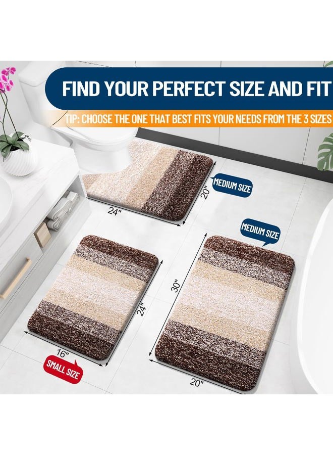 Olanly Luxury Bathroom Rug Mat, Extra Soft and Absorbent Microfiber Bath Rugs, Non-Slip Plush Shaggy Bath Carpet, Machine Wash Dry, Bath Mats for Bathroom Floor, Tub and Shower 17" x 24", Brown - Image 2
