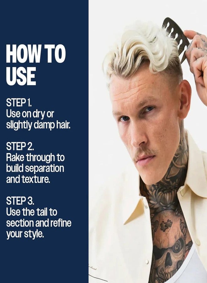 Slick Gorilla Texture Comb for Men & Women - Football Edition Carbon Wide Tooth Comb - Styling Comb for Straight, Wavy & Curly Hair - Adds Texture, Lift, Shape & Control - Men’s Hair Styling Product - Image 2
