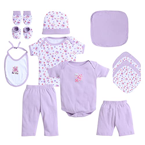 EIO New Born Baby Printed Clothing Gift Set -13 Pieces (Purple, Cotton) - Image 3