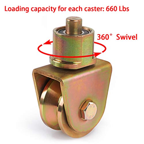 Skelang Sliding Gate Wheels 2.5”, V Groove Caster with 360 Degree Rotational Stem, V Track Gate Roller for Foldable Sliding Gate, Total Load Capacity 1320 Lbs, Pack of 2 - Image 5