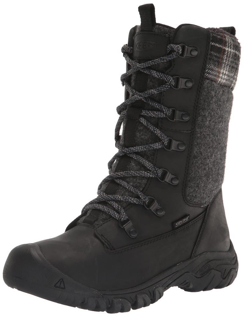KEEN Womens Greta Tall Classic Waterproof Snow Boot BlackBlack Plaid 7