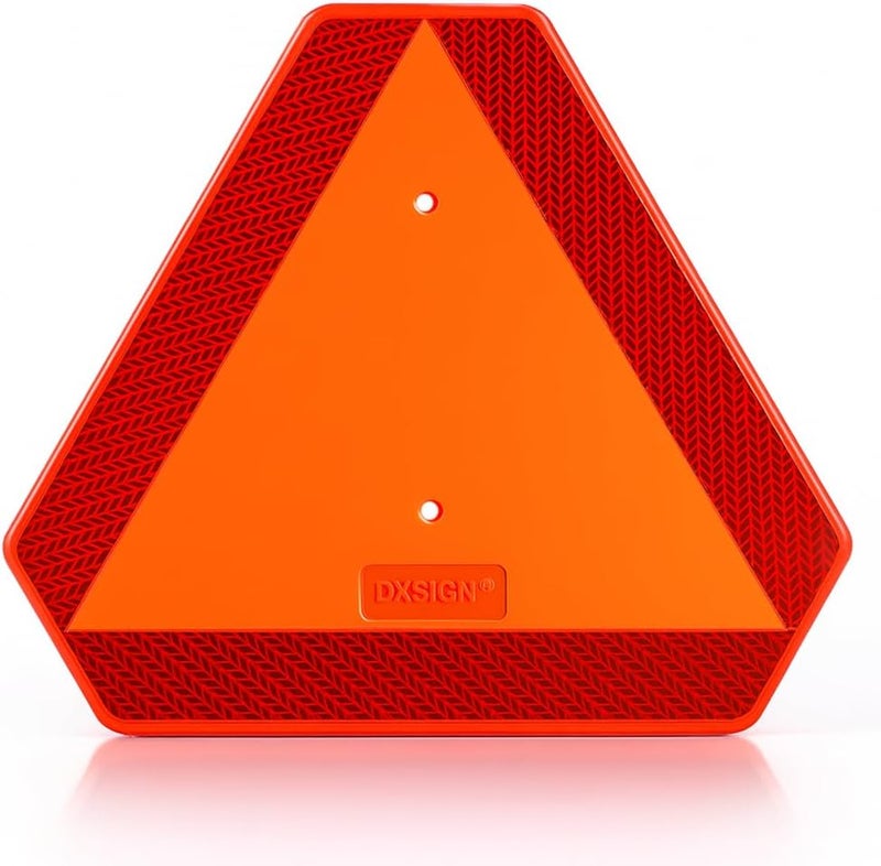 DXSIGN Slow Moving Vehicle Sign Triangle Sign 14"x16" Engineering Grade Reflective Up to 7 Years Outdoor for Golf Cart (Plastic NEW) - Image 1