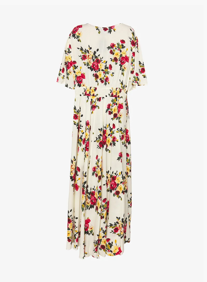 Ginger Plus Boho Floral Print A Line Dress