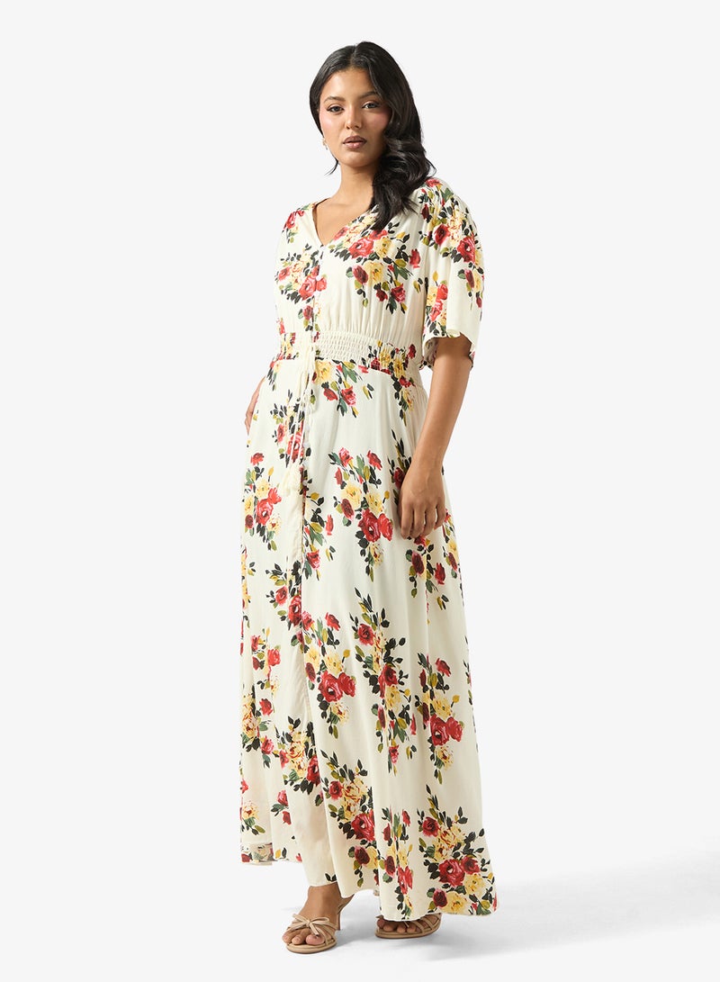 Ginger Plus Boho Floral Print A Line Dress - Image 1