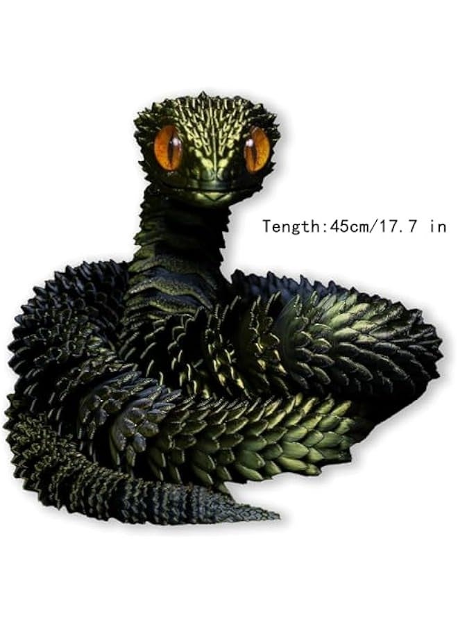 3D Printed Snake Toys 3D Printed Animals Snake Pet Movable Joint Fidget Toys， 3D Printed Animals Toy Adults Fidget Toys，3D Printed Fidget Toys for Home Office Decor (17.7' BlackGold) - Image 2