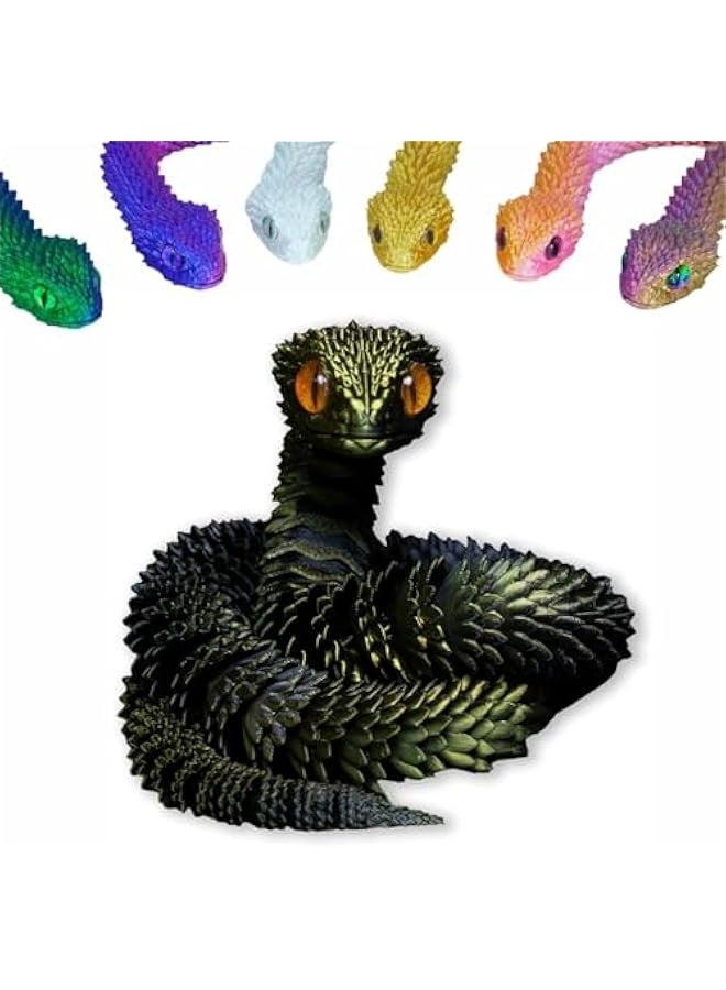 3D Printed Snake Toys 3D Printed Animals Snake Pet Movable Joint Fidget Toys， 3D Printed Animals Toy Adults Fidget Toys，3D Printed Fidget Toys for Home Office Decor (17.7' BlackGold) - Image 1