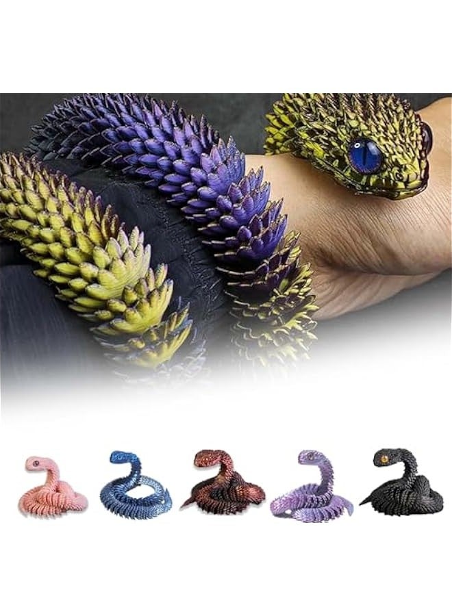 3D Printed Snake Toys 3D Printed Animals Snake Pet Movable Joint Fidget Toys， 3D Printed Animals Toy Adults Fidget Toys，3D Printed Fidget Toys for Home Office Decor (17.7' BlackGold) - Image 5
