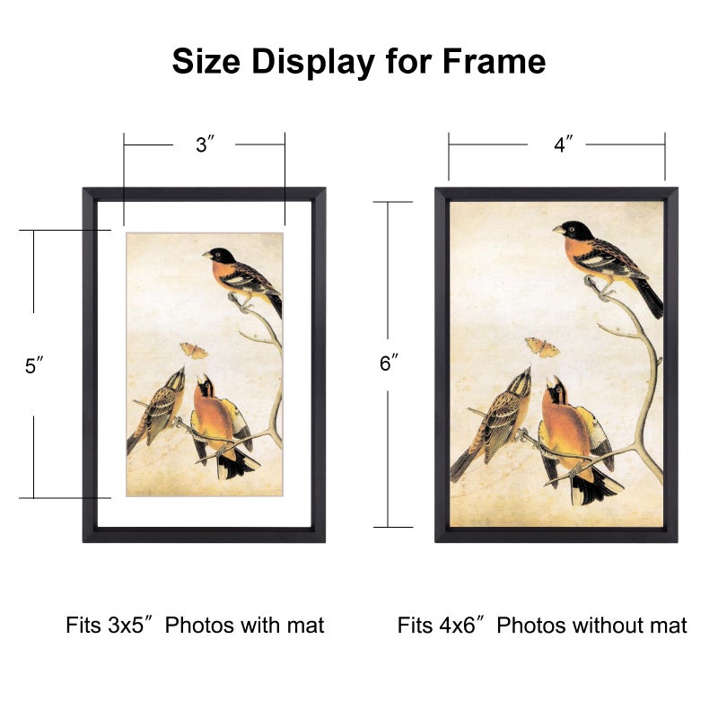 BKABOT 4x6 إطار الصورة مجموعة من 3 إطارات صور معدنية أسود مع زجاج HD يناسب 3x5 مع حصيرة أو 4x6 دون تعليق جدار حصيرة وعرض الجدول - Image 2