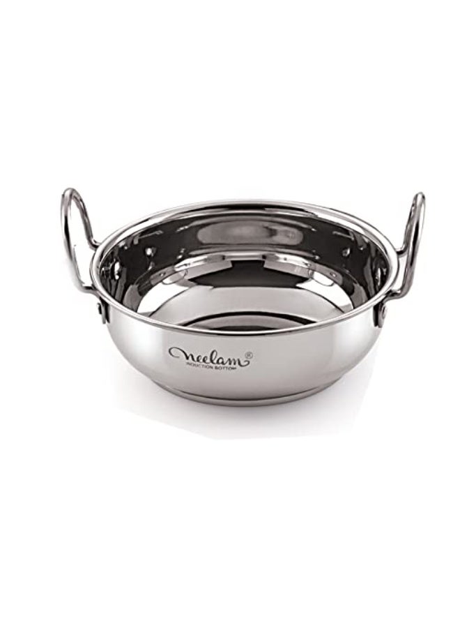 Neelam Stainless Steel 14 22G Induction Bottom Kadai, 2500 ml, Silver Durable, Kadai with Induction Compatible Base, Ideal for Frying, Sautéing, Perfect for Daily Use and Easy to Clean - Image 1