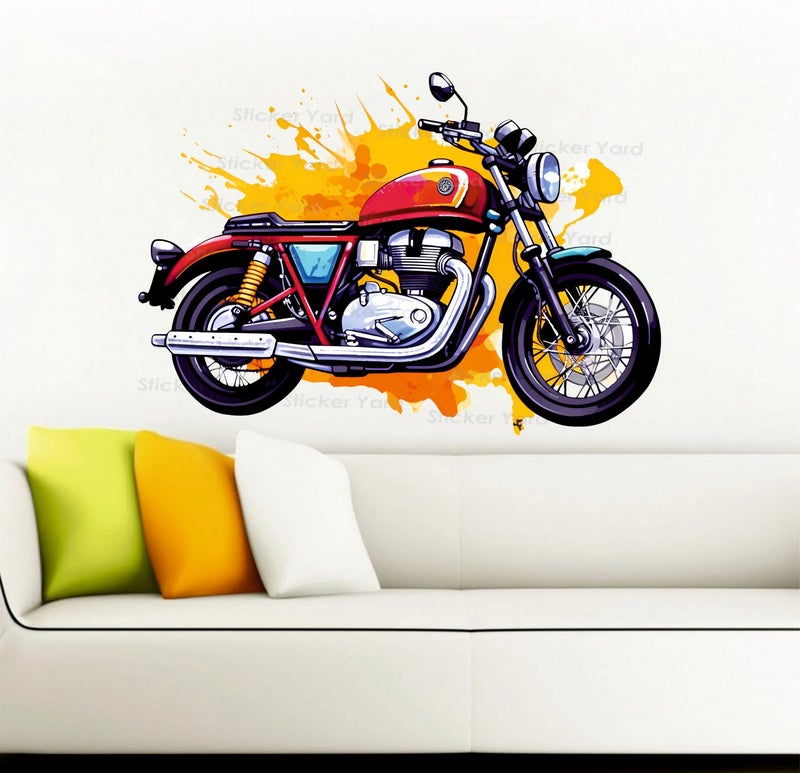Sticker Yard PVC Vinyl Bike Design Self-Adhesive Wall Sticker for Home Decor/Decoration - Living Room, Bedroom, Kids Room (Multicolor,Size 84X58CM) - Image 5
