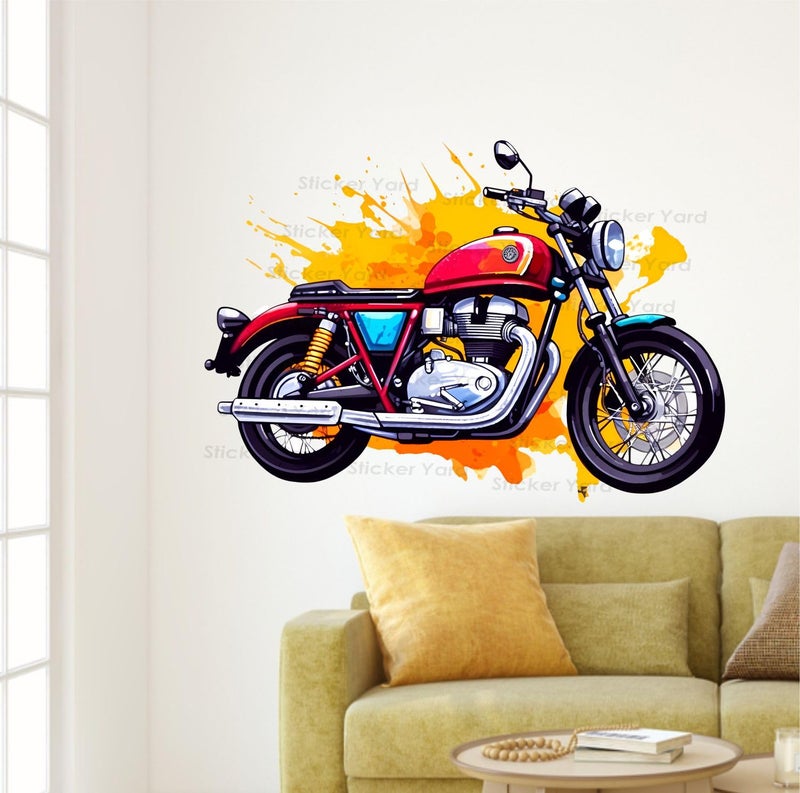 Sticker Yard PVC Vinyl Bike Design Self-Adhesive Wall Sticker for Home Decor/Decoration - Living Room, Bedroom, Kids Room (Multicolor,Size 84X58CM) - Image 3