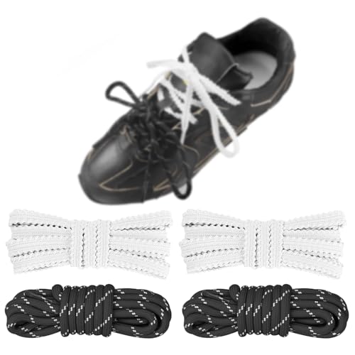 NDTEZUGT Mixed Color Round Shoe Laces for Miu Miu Sneaker, Flat Leather Shoelaces Replacement Laces kit (Multicolor-Black+White) - Image 1
