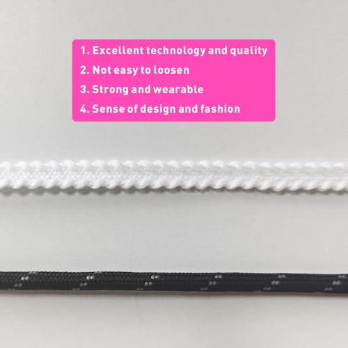 NDTEZUGT Mixed Color Round Shoe Laces for Miu Miu Sneaker, Flat Leather Shoelaces Replacement Laces kit (Multicolor-Black+White) - Image 3