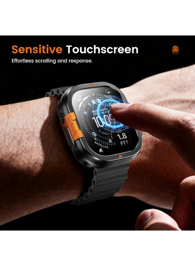 حافظة حماية معدنية 2 في 1 لـ Apple Watch Ultra 3/2/1 49 مم، إطار معدني متين (بمصد) مع غطاء خلفي كامل – حماية ضد الصدمات لـ iWatch Ultra 49 مم، مزودة بزجاج شاشة مقوّى - Image 5