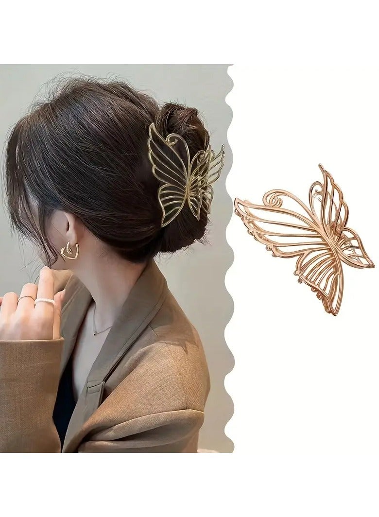 Goolsky Vintage Alloy Butterfly Hair Clip - Elegant Hollow-Out Design, Rectangular Shape, Multicolor, Minimalist Style for Women and Girls, Butterfly Jewelry - Image 1