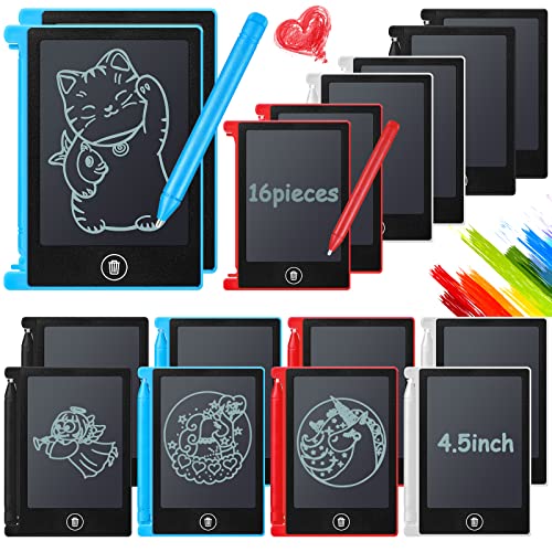 Nezyo 16 Pieces 4.5 Inch Mini LCD Writing Tablet for Kids Electronic Doodle Board Colorful Drawing Tablet Bulk Erasable Writing Pad Reusable Learning Gift for Girls Boys Party Favor(Mix Colors) - Image 1