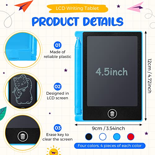 Nezyo 16 Pieces 4.5 Inch Mini LCD Writing Tablet for Kids Electronic Doodle Board Colorful Drawing Tablet Bulk Erasable Writing Pad Reusable Learning Gift for Girls Boys Party Favor(Mix Colors) - Image 2