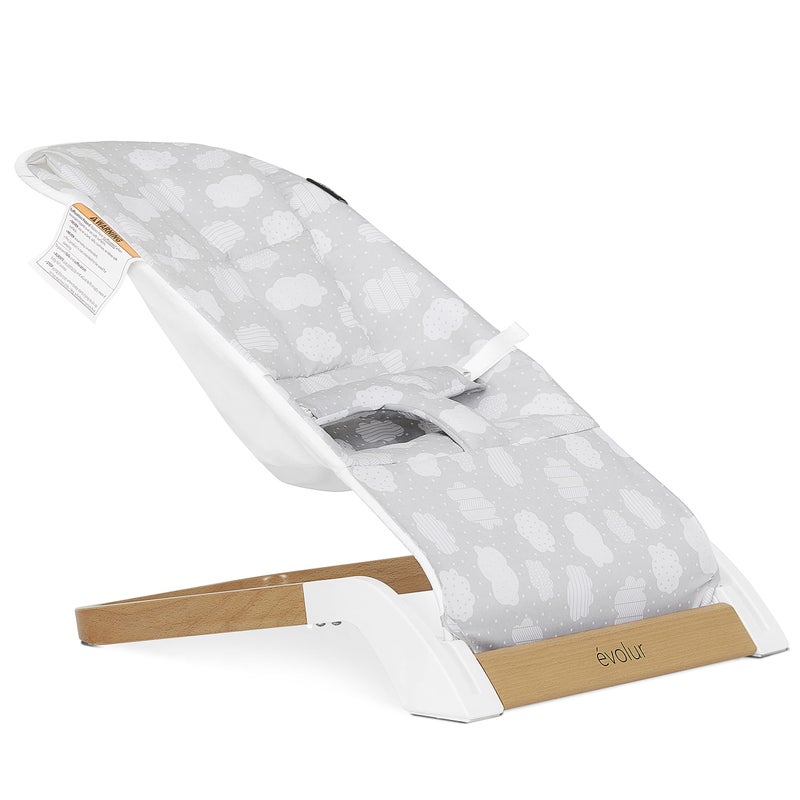 Evolur Koko Portable Infant Bouncer in Cloud Grey, Breathable Fabric, Removable Seat Cover, Easy to Clean Baby Bouncer - Image 1