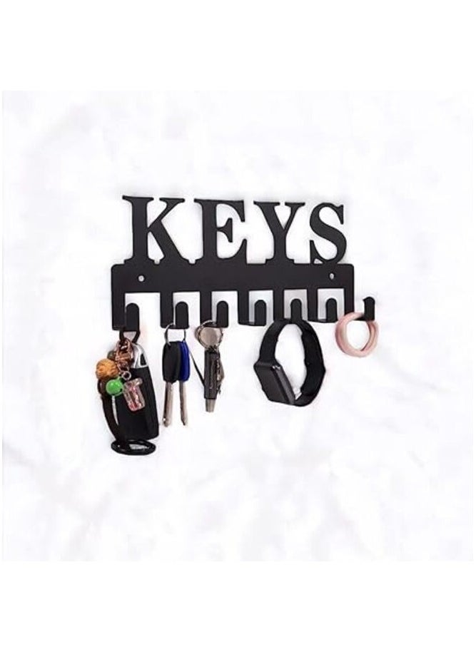 MIRFA Wall Mounted Key Holder with 7 Hooks in Black Metal  - Image 1