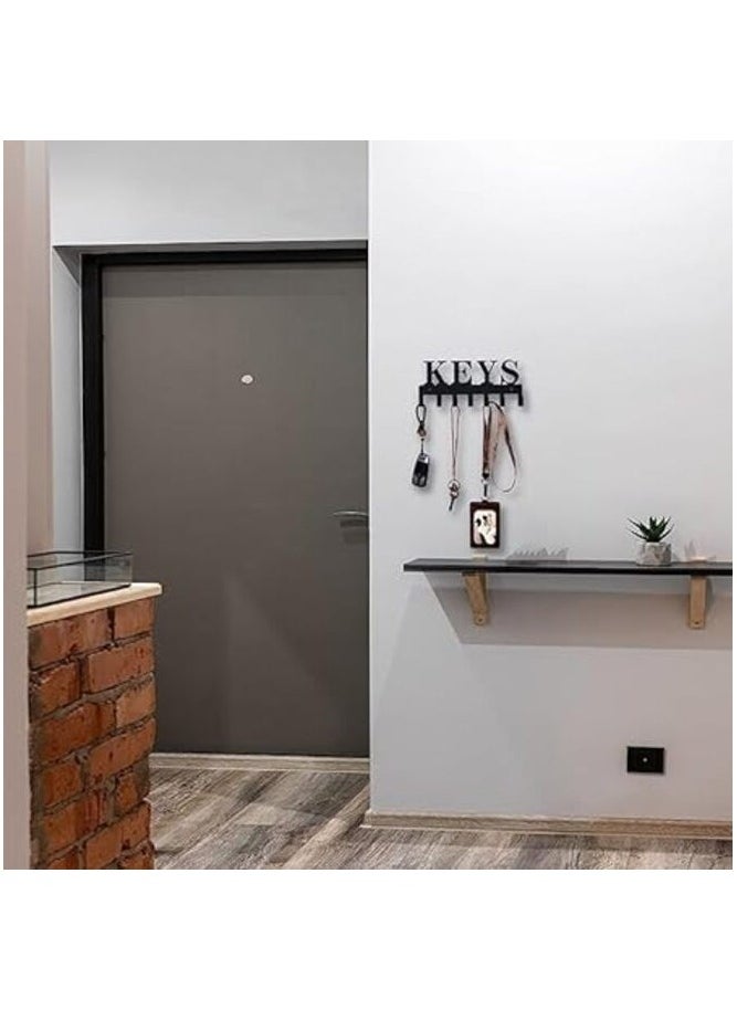 MIRFA Wall Mounted Key Holder with 7 Hooks in Black Metal  - Image 3