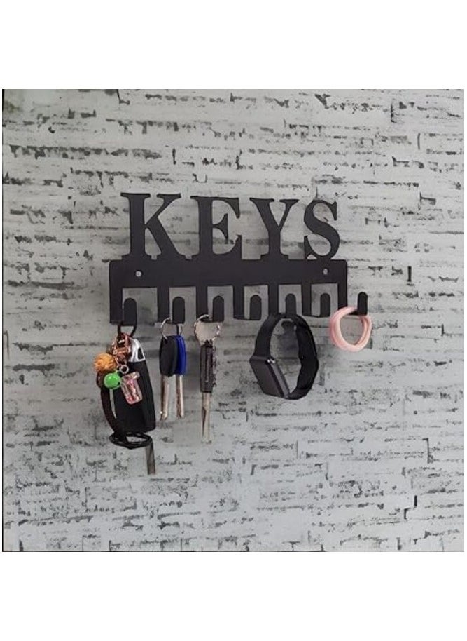 MIRFA Wall Mounted Key Holder with 7 Hooks in Black Metal  - Image 2
