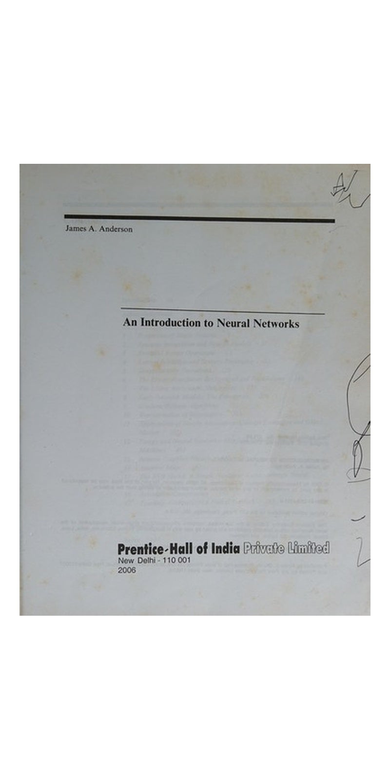 An Introduction To Neural Networks | Authored by James A. Anderson | Paperback | Published by Prentice Hall India