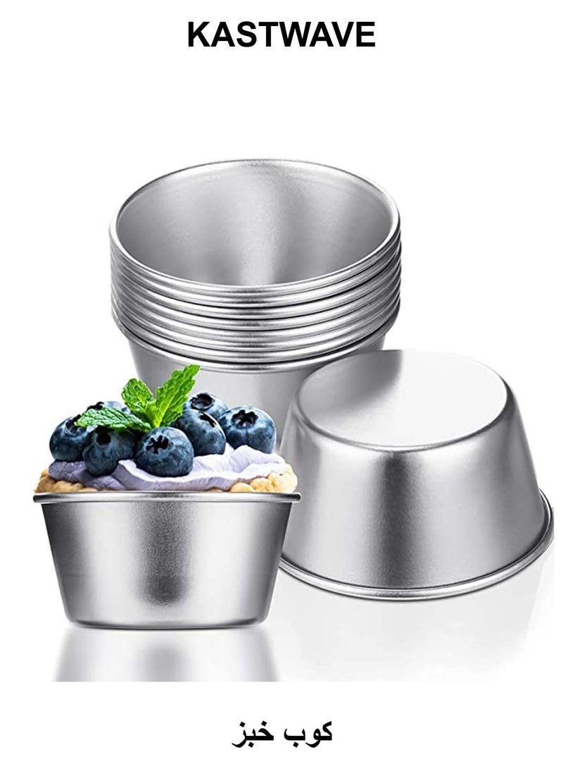 كاست ويف 10 قطع قالب كيك بودنغ بسكويت وعاء شوكولاتة صغير ذوبان كوب من الألومنيوم كوب بودنغ دائري مقاوم للحرارة غير لاصق قالب بيض صينية خبز بوب أوفر - Image 1