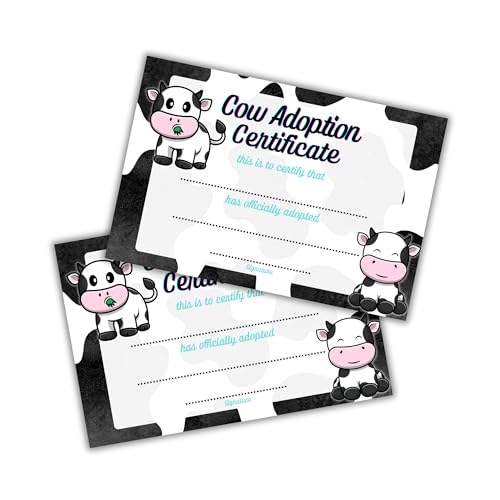 Lashicorn Cow Adoption Certificate Postcards | 30pk 4x6” Hairy Highland Stuffed Animal Baby Calf Horse Farm Mini Pet Toy Zoo Birthday Party - Image 1