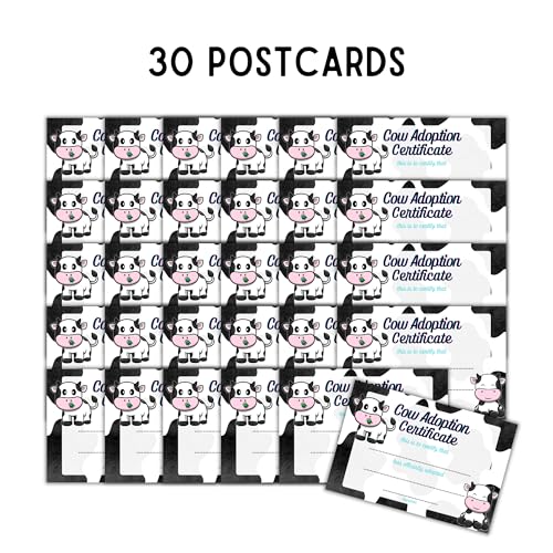 Lashicorn Cow Adoption Certificate Postcards | 30pk 4x6” Hairy Highland Stuffed Animal Baby Calf Horse Farm Mini Pet Toy Zoo Birthday Party - Image 2