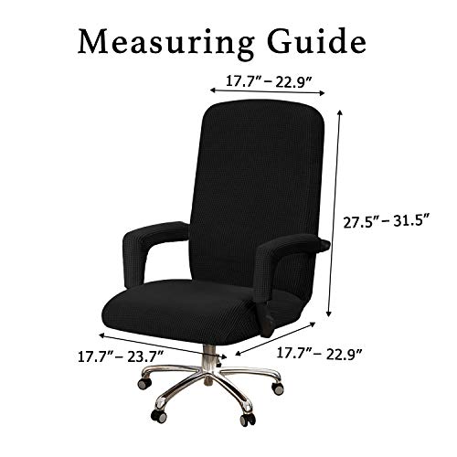 Turquoize Stretchable Chair Cover for Computer Chair, Large Office Chair Cover with Armrest Covers, Jacquard Boss Chair Cover, High Back, Washable, Large, Black - Image 5