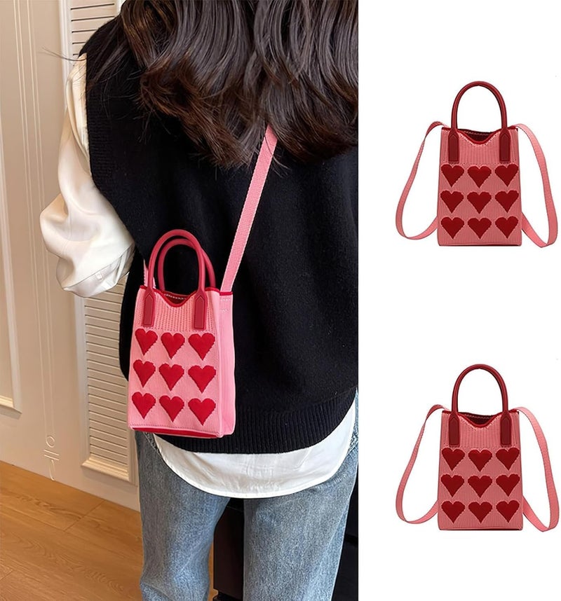 Kawn Phone Bag for Women – Stylish Heart Printed Bag, Fashionable & Functional, Lightweight Adjustable Shoulder Bag, Small Purse for Mobile Phone, Perfect For Travel, Beaches and Everyday (Pink) - Image 2