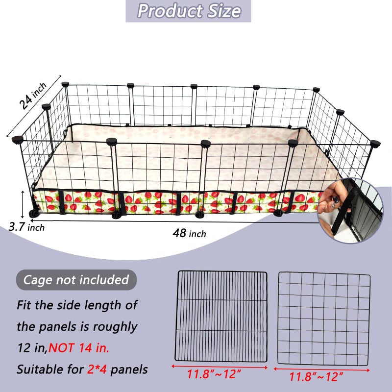 JOGEPEYO Guinea Pig Cage Linerï¼ŒWashable Waterproof Oxford Cloth Cage Liners for Small Animals,Hamster Chinchilla Hedgehog Rabbit and Other Small Animals Not Include Cage (24x48 inches) - Image 2