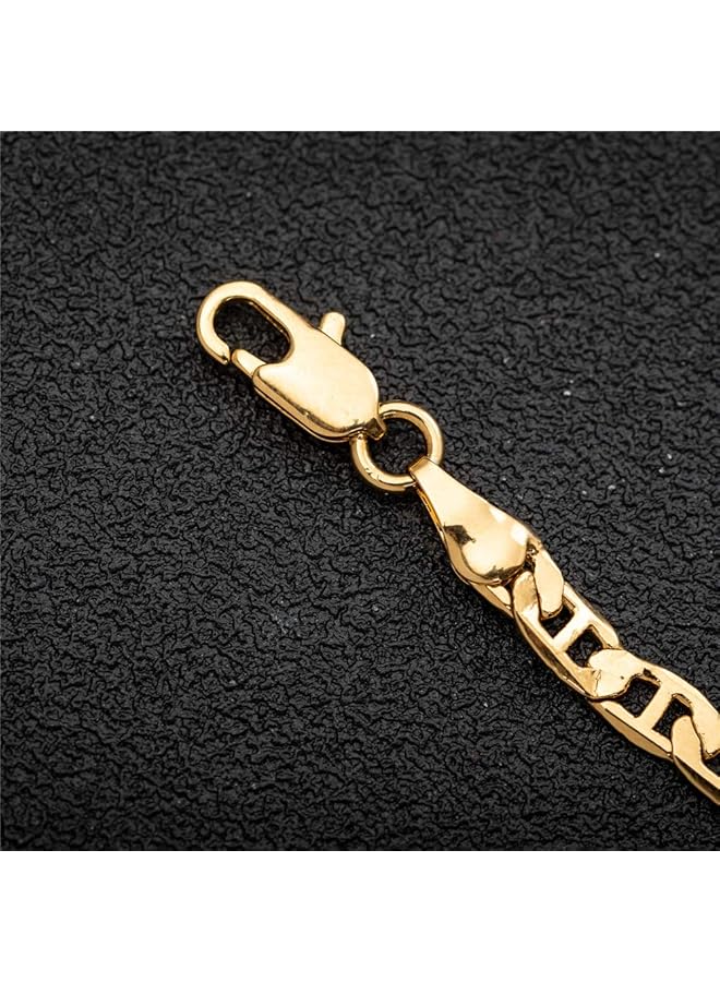 erorex Gold Flat Marina Link Anklet For Women Men 14K Gold 18K Gold Silver Plated 4Mm Wide Mariner Ankle Bracelets For Women 9 Inch Copper Cubic Zirconia - Image 5