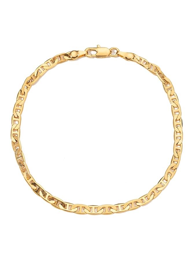 erorex Gold Flat Marina Link Anklet For Women Men 14K Gold 18K Gold Silver Plated 4Mm Wide Mariner Ankle Bracelets For Women 9 Inch Copper Cubic Zirconia - Image 1