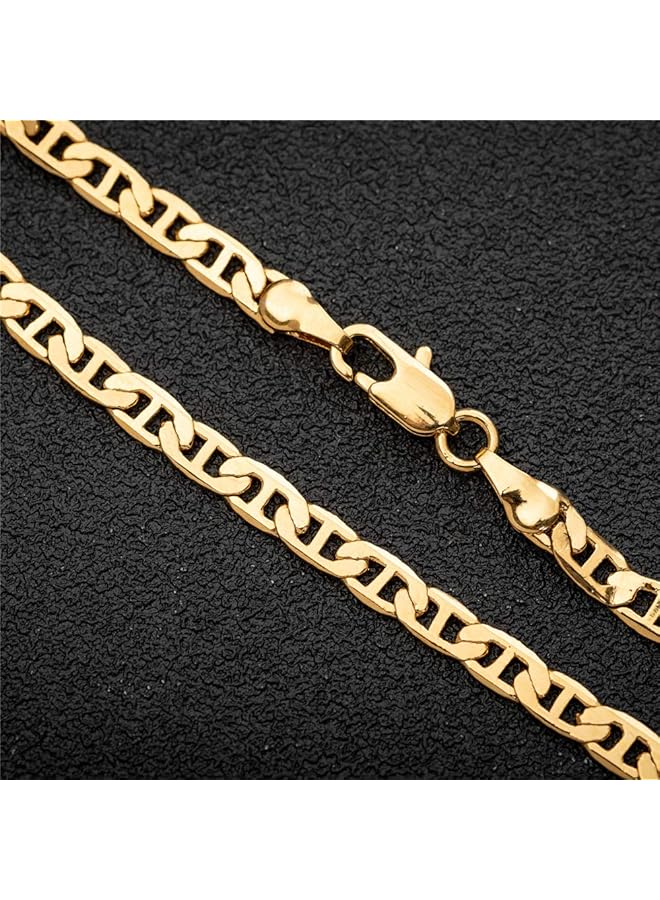 erorex Gold Flat Marina Link Anklet For Women Men 14K Gold 18K Gold Silver Plated 4Mm Wide Mariner Ankle Bracelets For Women 9 Inch Copper Cubic Zirconia - Image 3