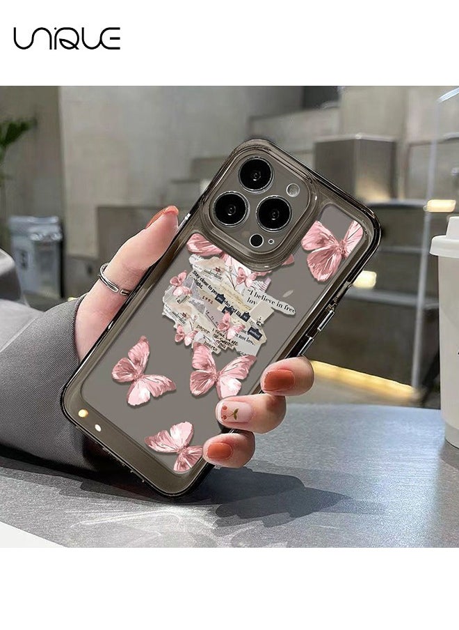 Unique - Compatible with iPhone 15 Pro Max Cases, Butterfly Doodle Cases, Clear Black Cases - Sleek and Minimalist Phone Cases - TPU Drop Protection - Image 1